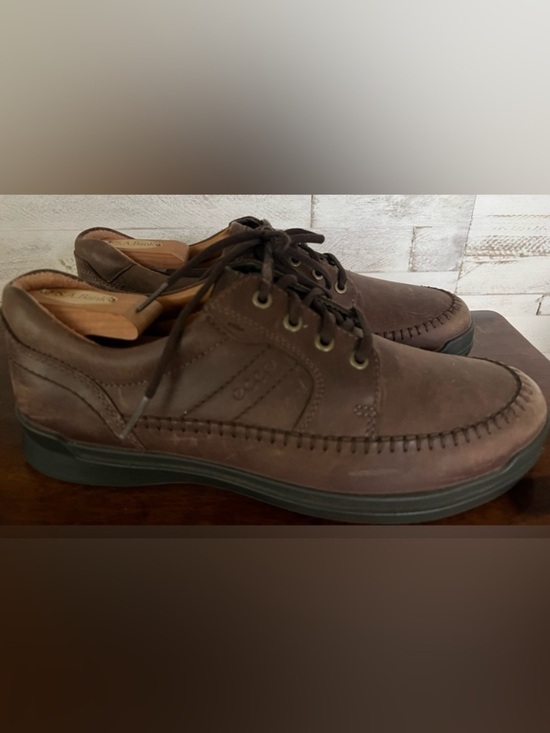 Ecco Seawalker Shoes Casual Walking  Brown Leather Mens EU 45 US 11 11.5 Lace Up ECCO Seawalker Men Sneaker Cocoa Nubuck Lace Up 11-11.5  main image 2